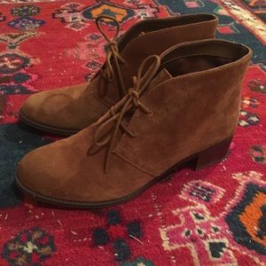 Brown suede booties